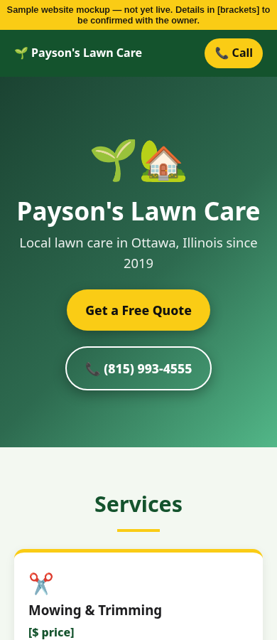 Example design: Lawn care (alt. style)