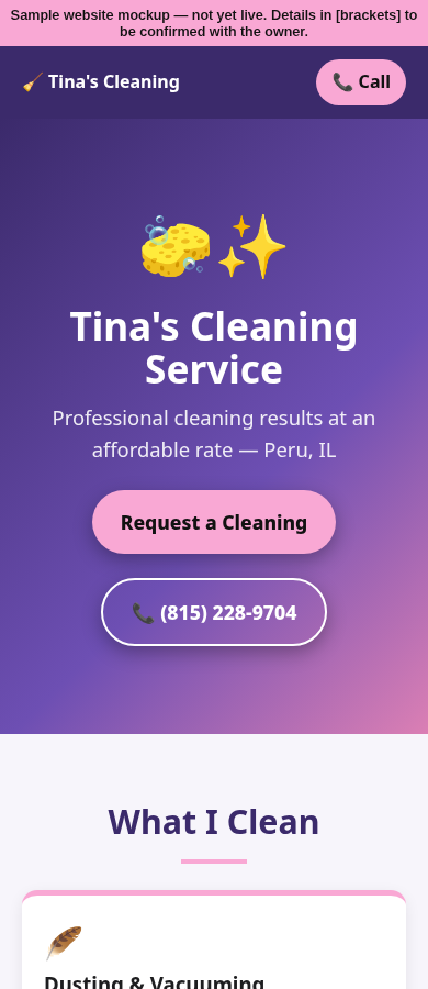 Example design: Cleaning service